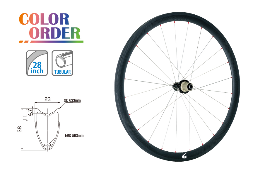 カーボンチューブラーホイール（GW-WH38TU　リア）