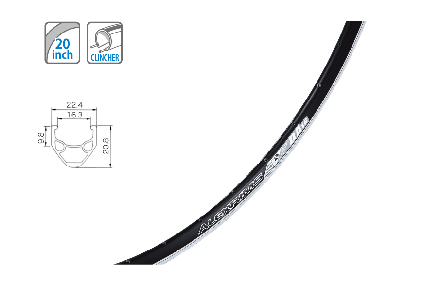 DA-16（406）20&quot;ダブルウォールアルミリム